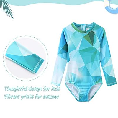 Big Girls One Piece Rash Guard Long Sleeve Swimsuits for Girls UPF