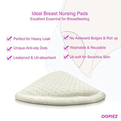 Langsprit Leak-Proof Reusable Bamboo Nursing Pads(14 Pack),Super Absorbent  Washable Breast Pads with Laundry Bag (Multicolored, Contoured)