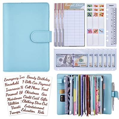 DMluna A6 Budget Binder, PU Leather Money Organizer for Cash Bills