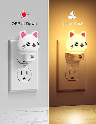 2 Pack Cat Plug In Dusk-To-Dawn Sensor Night Light Color-Changing Kids  Night Light 10-Color RGB LED Night Light For Bathroom