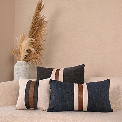 Throw Pillow Covers 24x24 - Decorative Pillows for Couch Set of 2 Rustic Linen Striped Cushion Cover Soft Large Pillowcase for Bedding Decor, Sofa