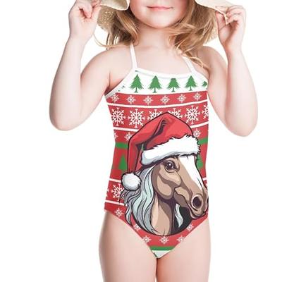 Girls Cartoon Horse Christmas Swimsuits One-Piece Bathing Suits Novelty  Pattern Kids Sport Summer Beach Swimwear for Kids 7-8 Years Old - Yahoo  Shopping