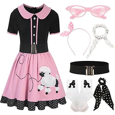 EBYTOP Halloween 50s Costumes for Girls,Poodle Skirts Kids 1950s Sock Hop  Decades Outfit Accessories 50th Day of School,PK-8 - Yahoo Shopping