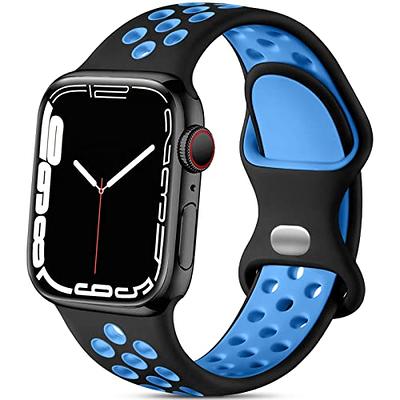 Lerobo Sport Bands Compatible with Apple Watch Band 49mm 45mm 44mm  42mm,Stylish Durable Breathable Soft Silicone Strap Sport Band Compatible  for iWatch SE Series 8 7 6 5 4 3 2 1 Women Men,Black/Gray
