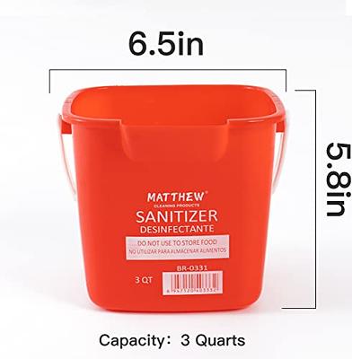 Matthew Red&Green&Blue Detergent and Sanitizing Cleaning Bucket 6 Quart  Cleaning Pail,Set of 3 Square Containers,Built-In Spout w/Handle,Wash Rinse