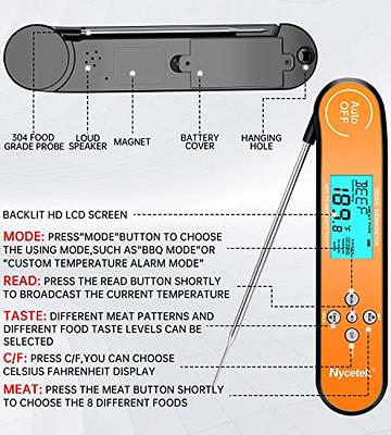 Nycetek Instant Read Meat Thermometer, Accurate & Waterproof Cooking  Thermometer with Backlit, Calibration, Probe, Digital Food Thermometer for  Kitchen, Grill, Candy, BBQ, Oil Fry, Oven, Baking - Yahoo Shopping