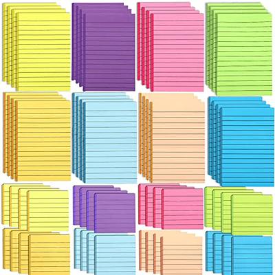 Lined Sticky Notes 4X6 in Bright Ruled Post Stickies Colorful Super  Sticking Power Memo Pads Its, 45 Sheets/pad, 6 Pads/Pack