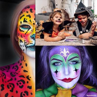 Face Paint - Classic Black + White Face Painting , Professional Water  Activated Face & Body Paint Makeup,for Adults Kids Halloween Facepaint SFX  Make