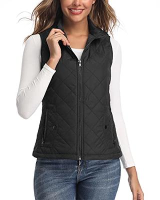 LONGKING Black Women's Vest, Stand Collar Lightweight Zip Quilted Vest for  Women L - Yahoo Shopping