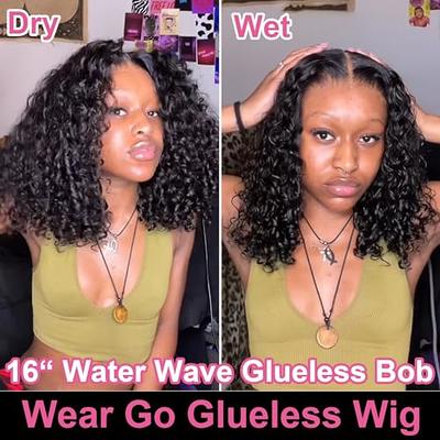 OQHair Highlight Glueless Wigs Water Wave Short Bob Wigs Pre Cut HD Lace