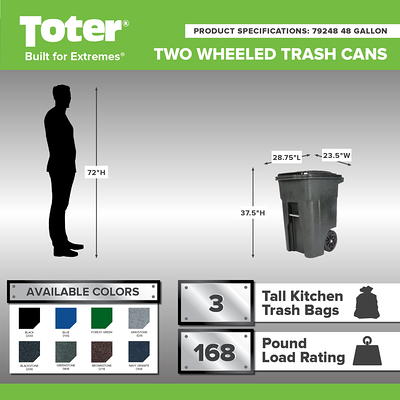 Toter Trash Can Brownstone with Wheels and Lid, 48 Gallon - Yahoo Shopping