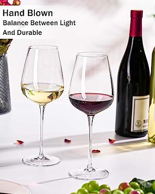 JBHO Set of 4-21 Ounce Hand Blown Italian Style Crystal Burgundy Wine  Glasses