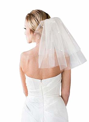 Yalice Pearl Bridal Wedding Veils Flower Long Cathedral Veil 118'' Veils  for Brides 1 Tier Fingertip Length Veil with Comb (Catherdral Length:300 *