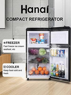 3.2 cu. ft. Retro Mini Refrigerator with Compact Freezer and 7