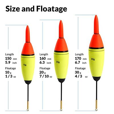 1oz 2.1oz 3.5oz Lighted Fishing Slip Bobbers EVA Green Red LED Light Up  Fishing Float, Yellow, 3 Pack