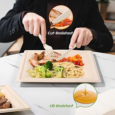  KTCNMER Compostable Party Paper Plates Set -[300 Pcs] 10 inch&8  inch Square Brown Paper Plates Heavy Duty, Utensils and Napkins - Eco  Friendly Disposable Plates for Party : Health & Household