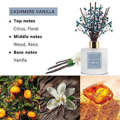 Molensun Reed Diffuser Set 6.7oz, Cashmere Vanilla & Sandalwood