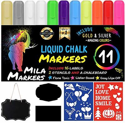 Chalk Markers - 8 Vibrant, Erasable, Non-Toxic, Water-Based, Reversible  Tips, For Kids & Adults for Glass or Chalkboard Markers for Businesses,  Restaurants, Liquid Chalk Markers (Vibrant 6mm)