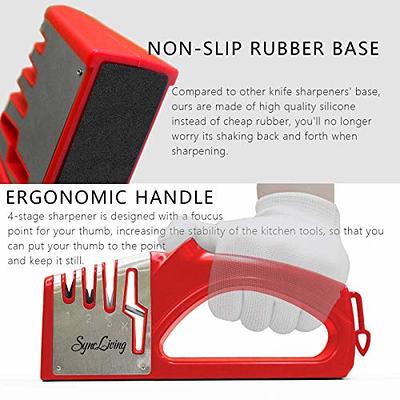 Sync Living Knife and Scissor Sharpeners,4 Stage Knife Sharpener, 4-in-1  Knife and Scissors Sharpener with Diamond, Ceramic, Tungsten, Kitchen Tools