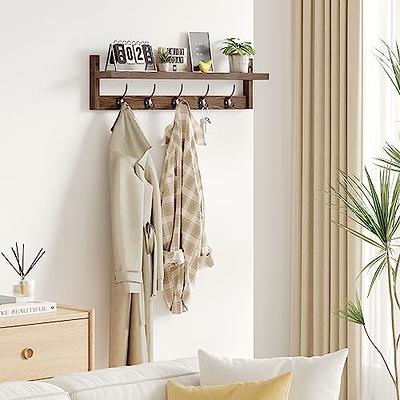 Coat Rack Wall Mounted , 6 Hooks Wall Hooks for Hanging Clothes Hat Keys Towel, Multi-function Rack for Bedroom, Bathroom or Entryway, White
