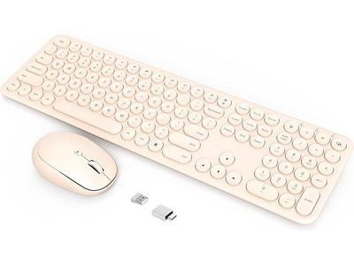 Slim Wireless Keyboard and Mouse Combo with 110 Color Round