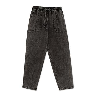 Washed Black,'Men's 100% Cotton Pants Woven and Dyed in Black from