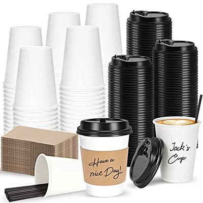 Turbo Bee Disposable Coffee Cups with Lids 16 OZ (100 Pack), To Go Iced Hot Coffee  Cups with Sleeves and Stirrers, White Paper Coffee Cups for Home, Office  and Cafes - Yahoo Shopping