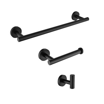 TOOLKISS 6-Piece Bath Hardware Set with Towel Bar, Toilet Paper Holder and Towel Hook in Matte Black