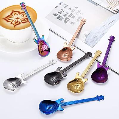DEAYOU 14 Pieces Guitar Coffee Spoons, 18/10 Stainless Steel Small Spoon,  4.7 Inch Creative Demitasse Espresso Spoons for Dessert, Ice Cream, Tea,  Stirring, Mixing, (Multi-Color) - Yahoo Shopping