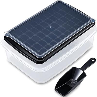 Ice Cube Tray with Lid and Ice Bin with Lid for Freezer, Easy Release 55  Small