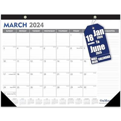 Large Desk Calendar 2024-2025 - 18 Months from Jan. 2024 through Jun. 2025,  22 X