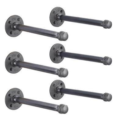 Pipe Decor 1/2 in. Black Steel Pipe Wall Hook Kit (4-Pack)