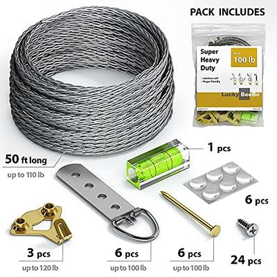 Heavy Duty Picture Wire Hanging Kit - D-Ring, Screws, Hanging