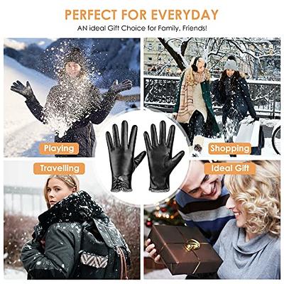 Leather Gloves for Men,Winter Sheepskin Leather Driving Gloves,Touchscreen  Wool Fleece Lined Warm Gloves for Gift