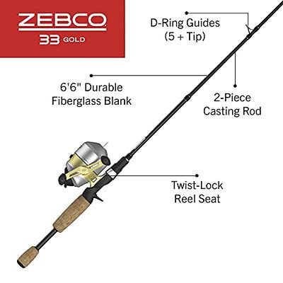 Zebco 33 Spincast Reel and Fishing Rod Combo, 6-Foot 2-Piece Fiberglass Rod  Silver/Black & Kids Splash Floating Spincast Reel and Fishing Rod Combo