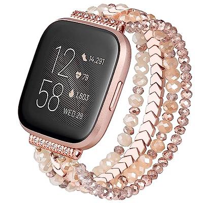 C&L Accessories Compatible with Fitbit Charge 6 Bands/Fitbit Charge 5 Bands  Natural Gemstone Beaded Handmade Adjustable Bracelet Replacement Bands for