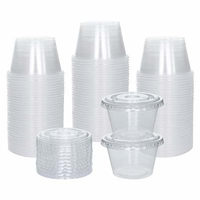 Turbo Bee 200 Sets 1oz Portion Cups with Lids,Jello Shot Cups with Lids, Small  Plastic Condiment Containers for Sauce,Souffle Cups 1oz-pc-200