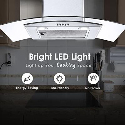  Range Hood 30 Inch, IsEasy Under Cabinet Range Hood,  Ducted/Ductless Convertible, Kitchen Vent Hood 30 Inch with 3-Speed Exhaust  Fan, Stainless Steel, Reusable Filters, LED Light and Charcoal Filter :  Appliances