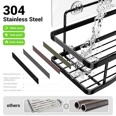 Aitatty Shower Caddy Shelf Organizer Rack: Self Adhesive Black Bathroom  Shelves - Rustproof No-Drilling Stainless Steel Shower Storage for Inside