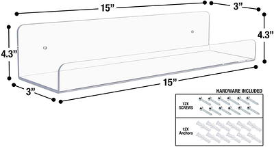 15.7 in. W x 4.3 in. D Iridescent Acrylic Wall Mounted Floating Shelf Decorative Wall Shelf 4-Pack