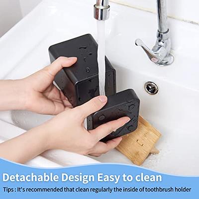 Gray - Toothbrush Holder, Toothbrush Holder, Removable Plastic Cup With  Drainage Hole, 2 Toothbrush Compartments + 1 Storage Tray, Non-slip Bottom.