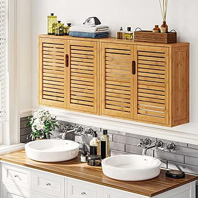 Wooden Bathroom Wall Medicine Cabinet Shelf Storage Organizer with