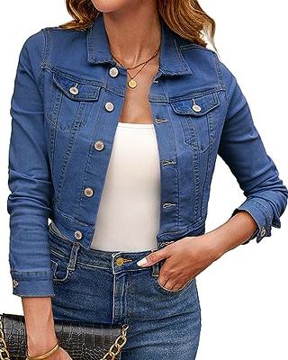 luvamia Jean Tops For Women Women'S Denim Jackets Pink Button Up