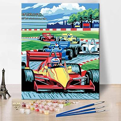 DIY Painting by Numbers for Adults, Motor Racing Painting Paint by Numbers,  Red F1 Racing Car