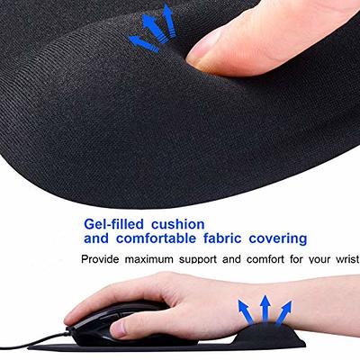 Mouse Pad, Soqool 2 Pack Ergonomic Mouse Pads with Comfortable and Cooling Gel Wrist Rest Support and Lycra Cloth, Non-Slip PU Base for Easy Typing