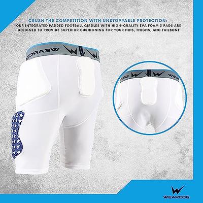 WEARCOG Adult Football Girdle with Pads for Men's, 7 Padded Integrated  Football Pads with Hip, Tail, Thigh Pads and Cup Pocket