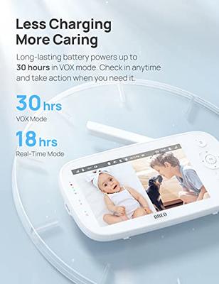 Blemil Baby Monitor with 30-Hour Battery, 5 Large Split-Screen Video Baby  Monitor with Camera and Audio, Remote Pan/Tilt/Zoom Camera, Two-Way Talk