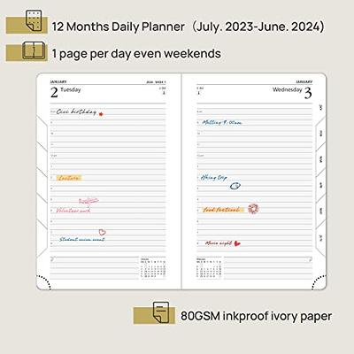 POPRUN Daily Planner 2023-2024 One Page per Day with Vegan Leather  Hardcover - Agenda July 2023- June 2024 Hourly Appointment Book with  Monthly Tabs, Inner Pocket, 5.5 x 8.5 - Pink - Yahoo Shopping