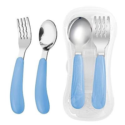 Toddler Utensils Set PLASKIDY Stainless Steel with Silicone Handle