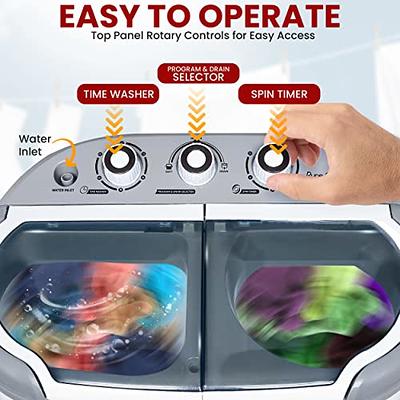 Compact Home Washer & Dryer, 2 in 1 Portable Mini Washing Machine, Twin  Tubs, 11lbs. Capacity, 110V, Spin Cycle w/Hose, Translucent Tub Container  Window, Ideal for Smaller Laundry Loads - Yahoo Shopping